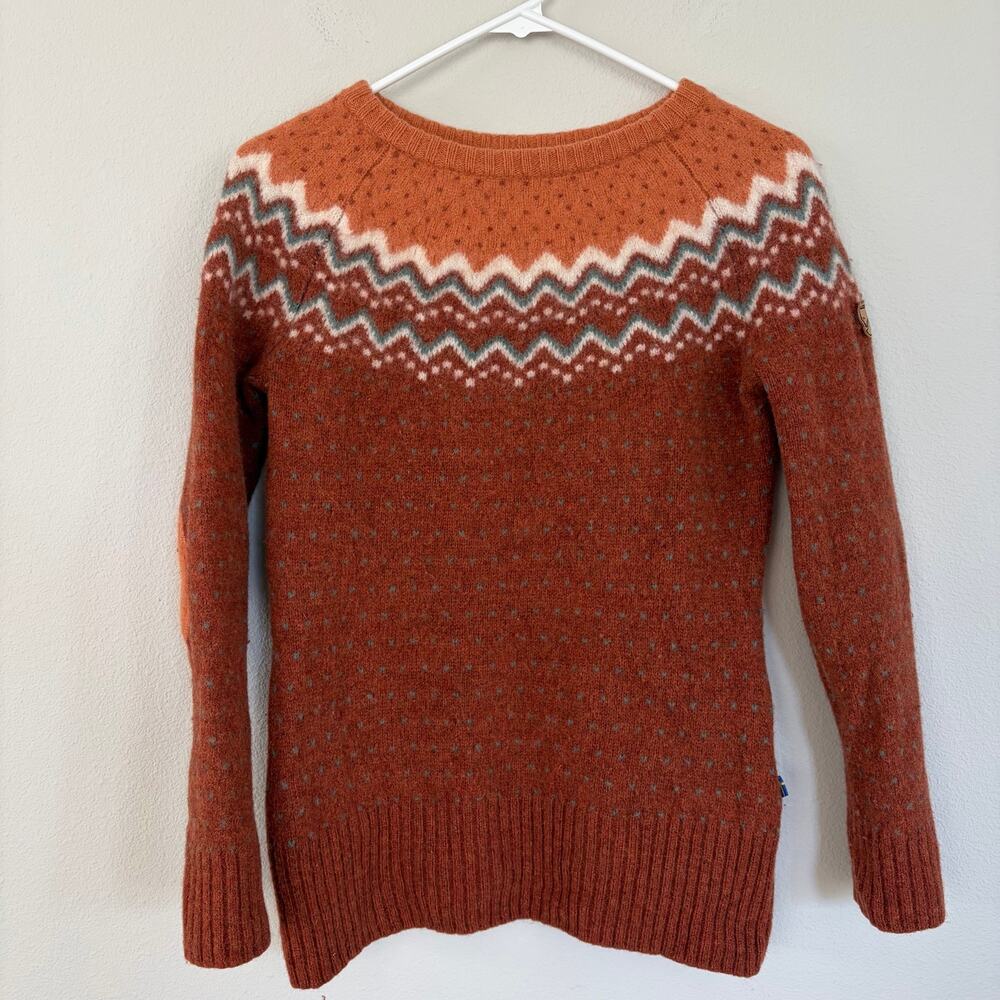 FJALLRAVEN Ovik Knit Women's Sweater Orange Wool (M) **READ